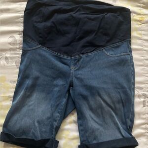 Maternity.  Paisley Sky Women's Blue Denim Shorts